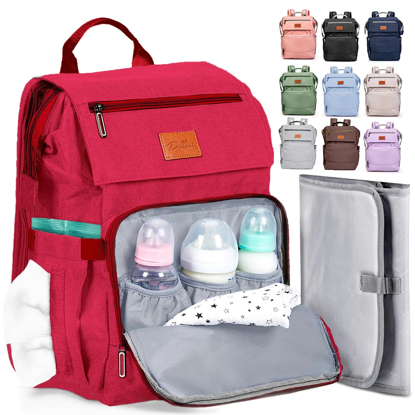 PILLANI Baby Diaper Bag Backpack - Baby Bag for Boys & Girls - Diaper Backpack - Large Travel Diaper Bags w/Changing Pad - Baby Registry Search & Baby Shower Gifts - Newborn Baby Essentials Must Haves