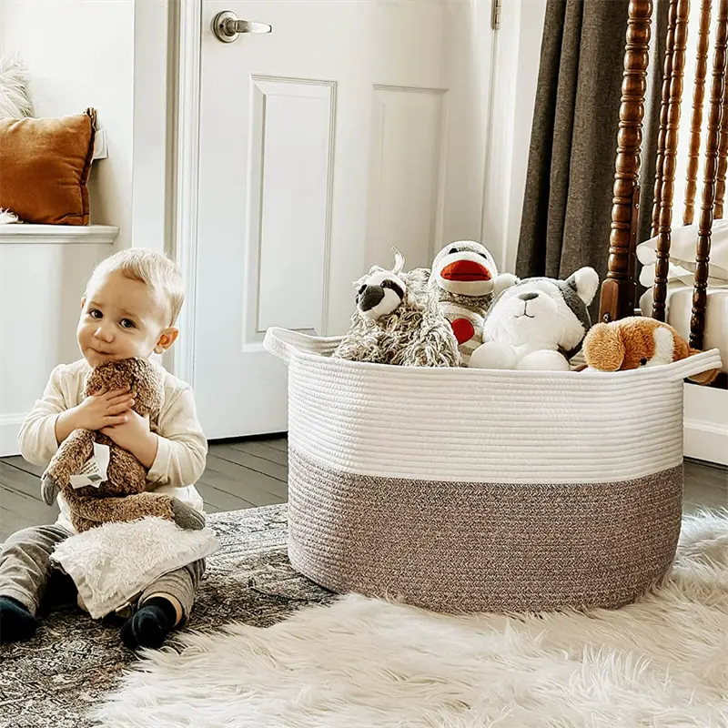 XXXLarge Cotton Rope Storage Basket for Baby Toys