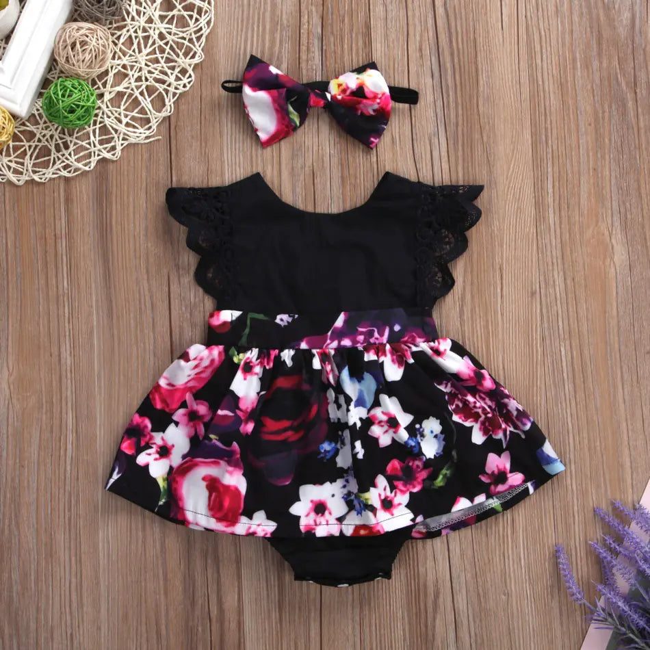 Floral Sleeveless Romper for Infants and Toddlers