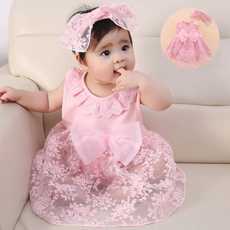 Summer Princess Dress for Girls with Bow Sleeves