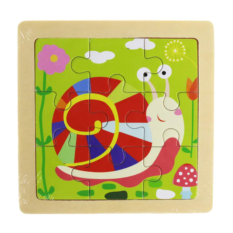 Montessori Early Education 3D Animal Wooden Puzzle (9 Pieces)