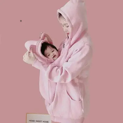 Kangaroo Mother Plush Nursing Sweater Coat for Babies