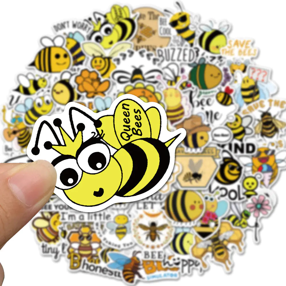 50 Cartoon Bee Waterproof Stickers for Kids' Toys