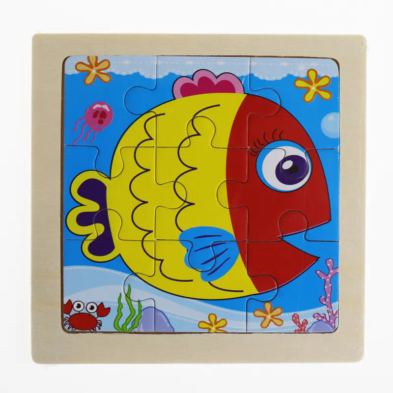 Montessori Early Education 3D Animal Wooden Puzzle (9 Pieces)