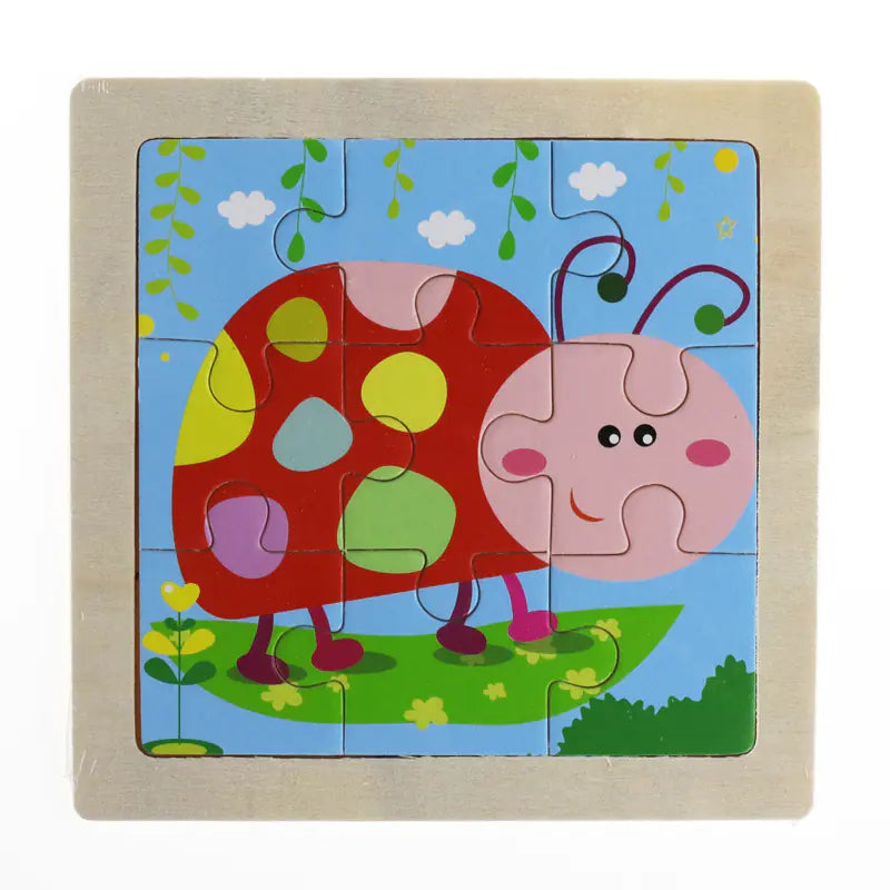 Montessori Early Education 3D Animal Wooden Puzzle (9 Pieces)