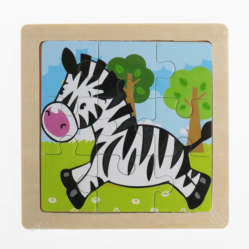 Montessori Early Education 3D Animal Wooden Puzzle (9 Pieces)