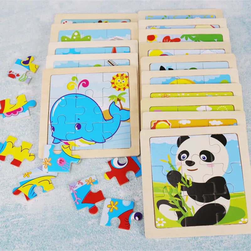 Montessori Early Education 3D Animal Wooden Puzzle (9 Pieces)