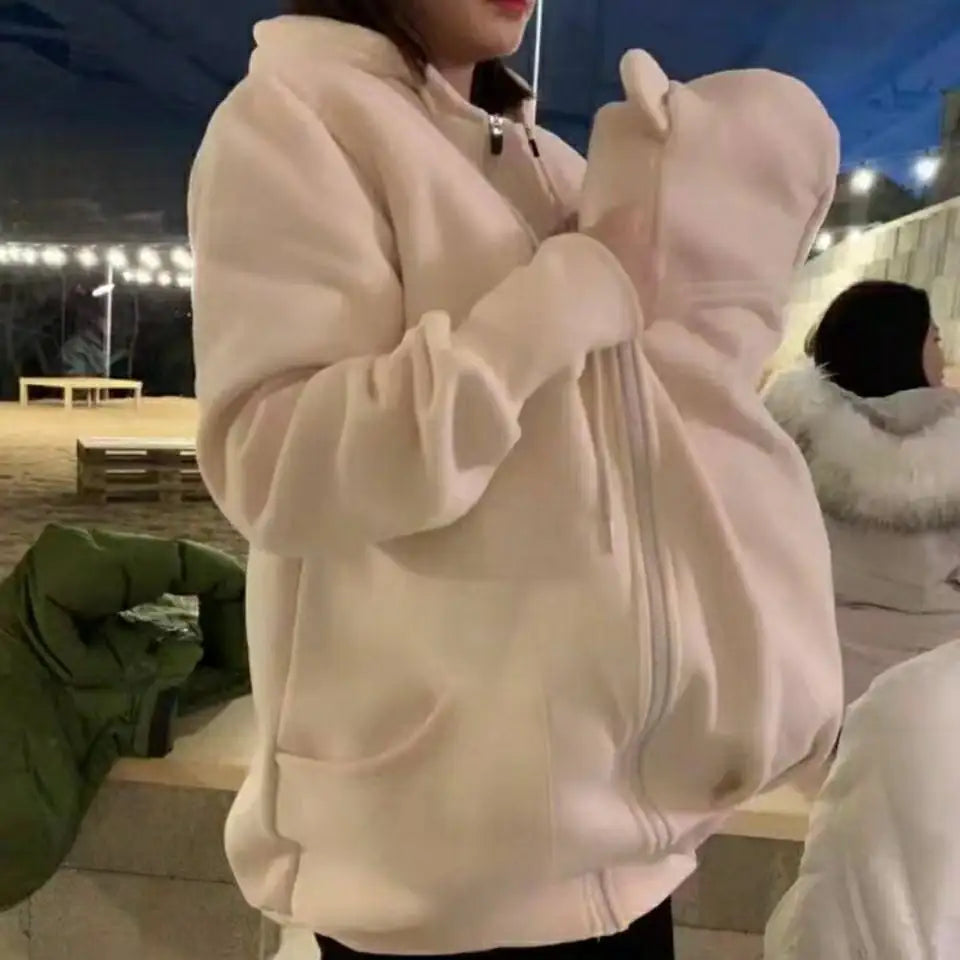 Kangaroo Mother Plush Nursing Sweater Coat for Babies