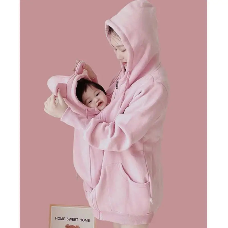 Kangaroo Mother Plush Nursing Sweater Coat for Babies