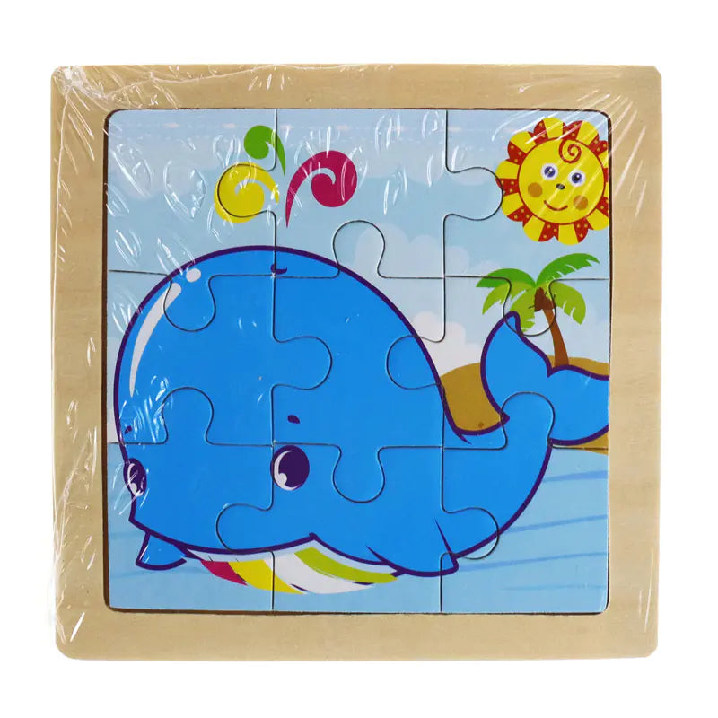 Montessori Early Education 3D Animal Wooden Puzzle (9 Pieces)