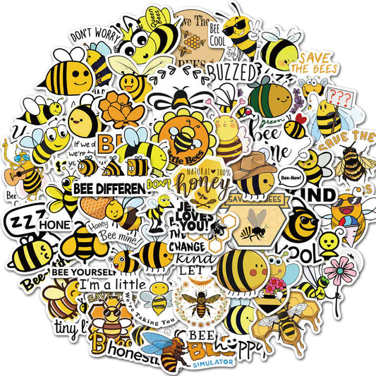 50 Cartoon Bee Waterproof Stickers for Kids' Toys
