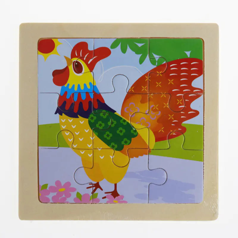 Montessori Early Education 3D Animal Wooden Puzzle (9 Pieces)